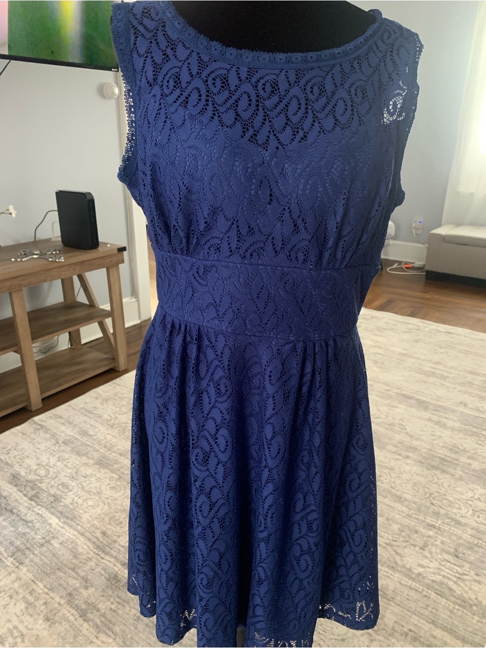 Lace Mini Dress in Blue Like New